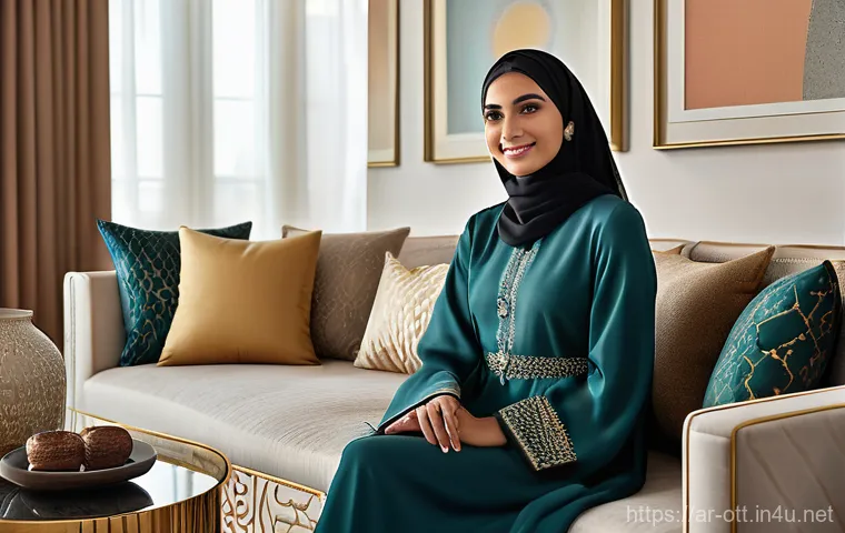OTT 기술 발전의 가능성 - **AI-Powered Personalized Entertainment in a Modern Arabic Home**
    A sophisticated young Arab wom...